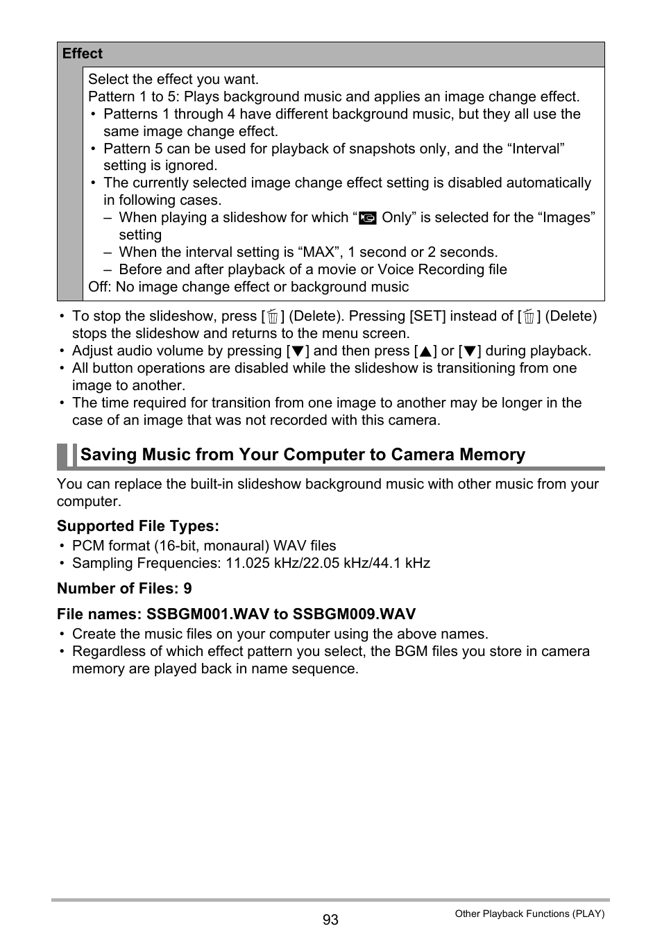 Saving music from your computer to camera memory | Casio EXILIM EX-Z800 User Manual | Page 93 / 187