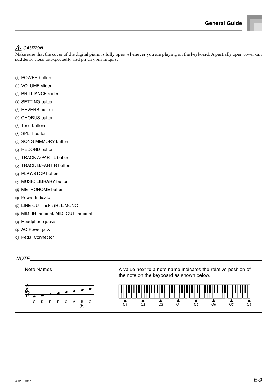 General guide | Casio CELVIANO AP45ES1C User Manual | Page 11 / 53