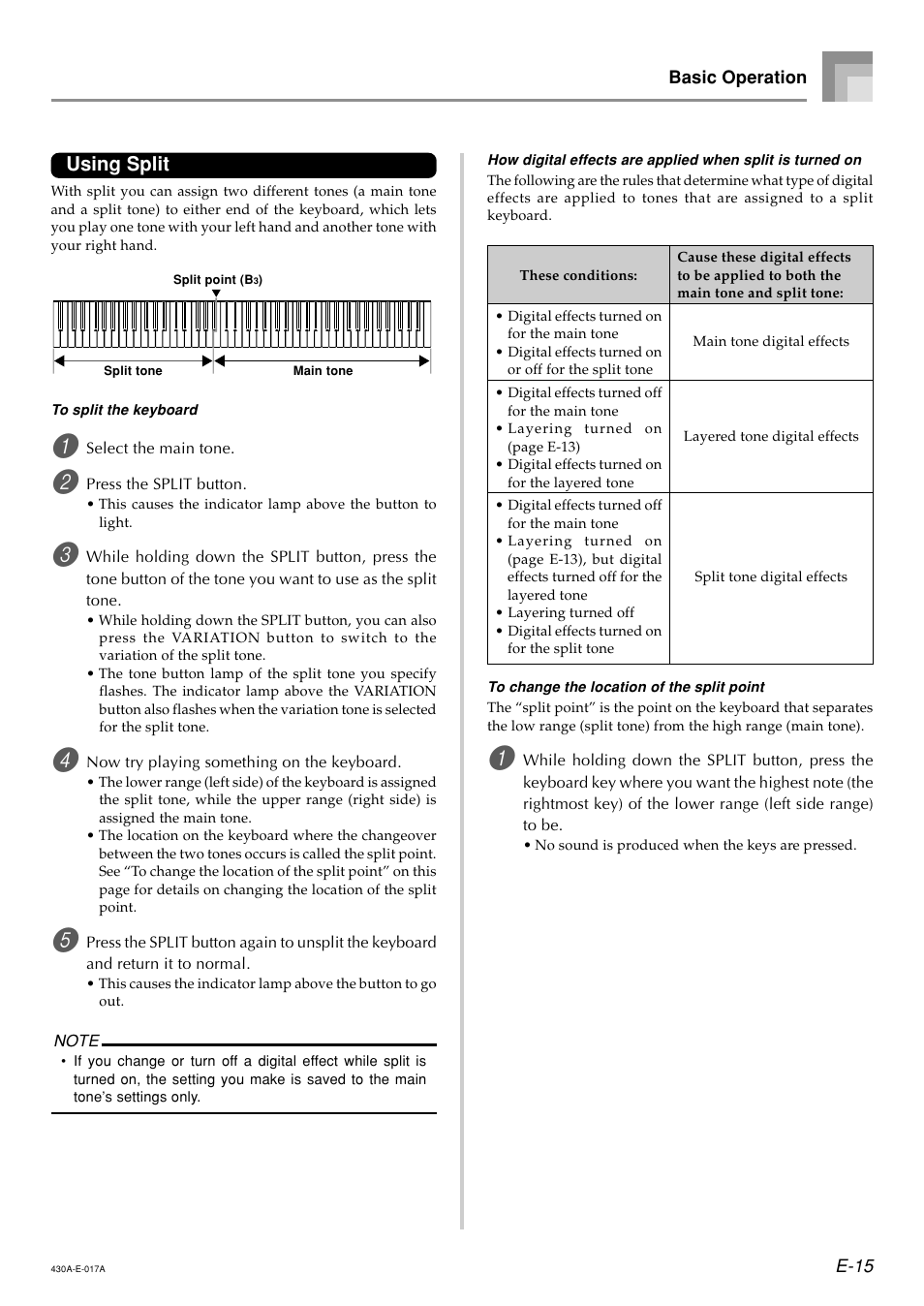 Using split | Casio CELVIANO AP45ES1C User Manual | Page 17 / 53