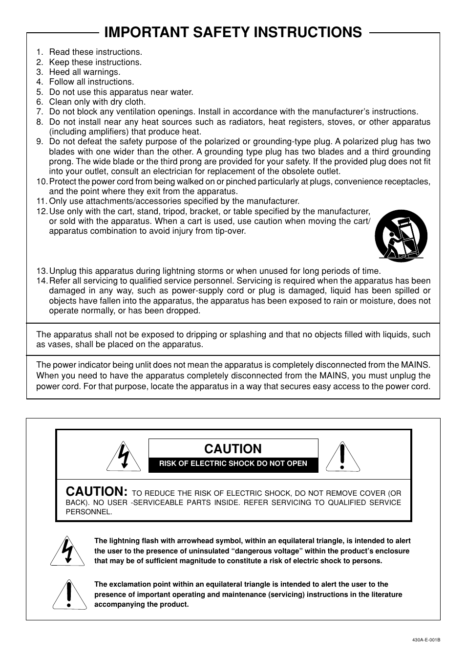 Important safety instructions, Caution | Casio CELVIANO AP45ES1C User Manual | Page 2 / 53