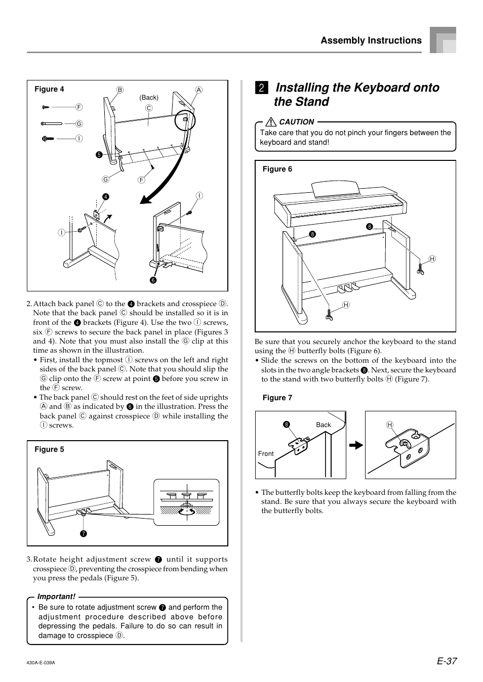 Installing the keyboard onto the stand | Casio CELVIANO AP45ES1C User Manual | Page 39 / 53