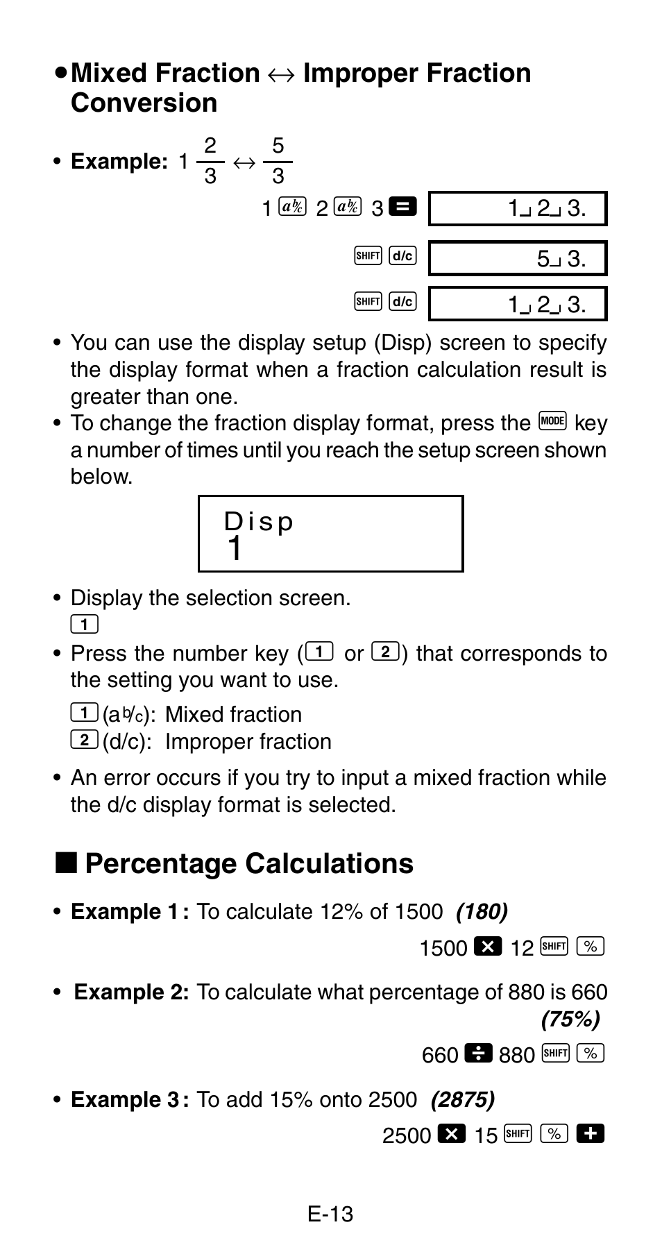 K percentage calculations | Casio FX-820MS User Manual | Page 15 / 38