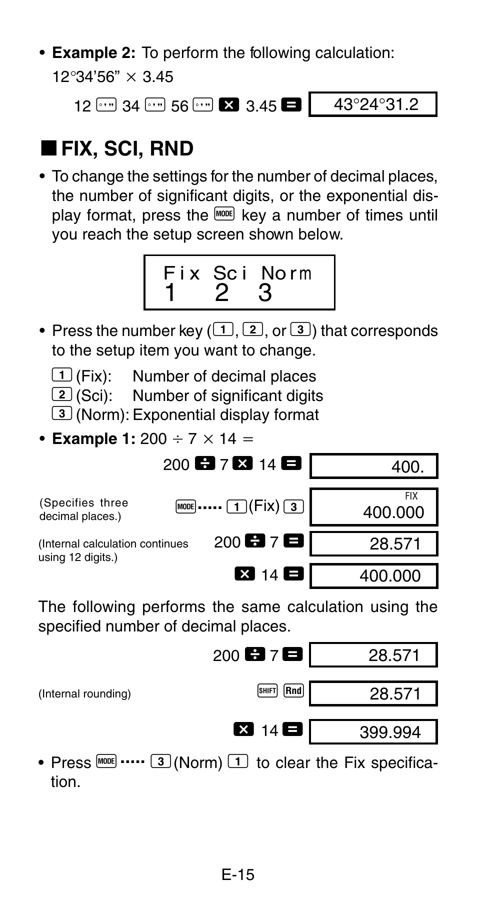 K fix, sci, rnd | Casio FX-820MS User Manual | Page 17 / 38
