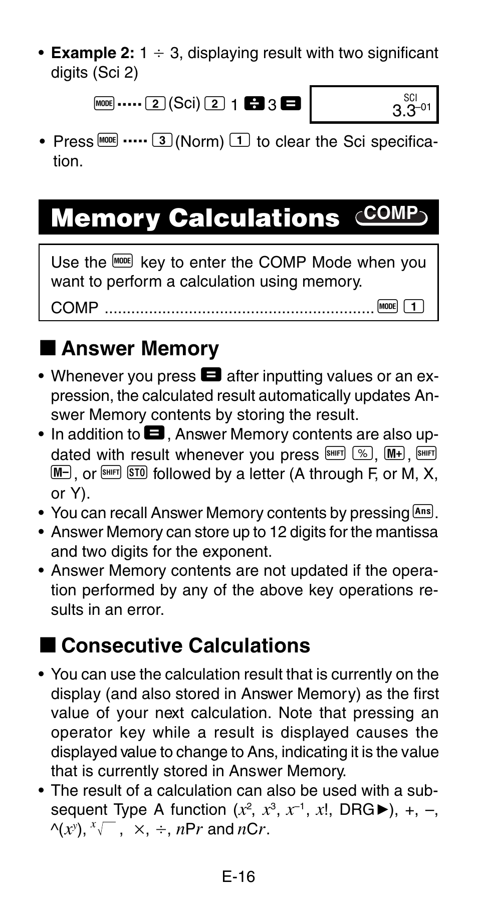 K consecutive calculations | Casio FX-820MS User Manual | Page 18 / 38
