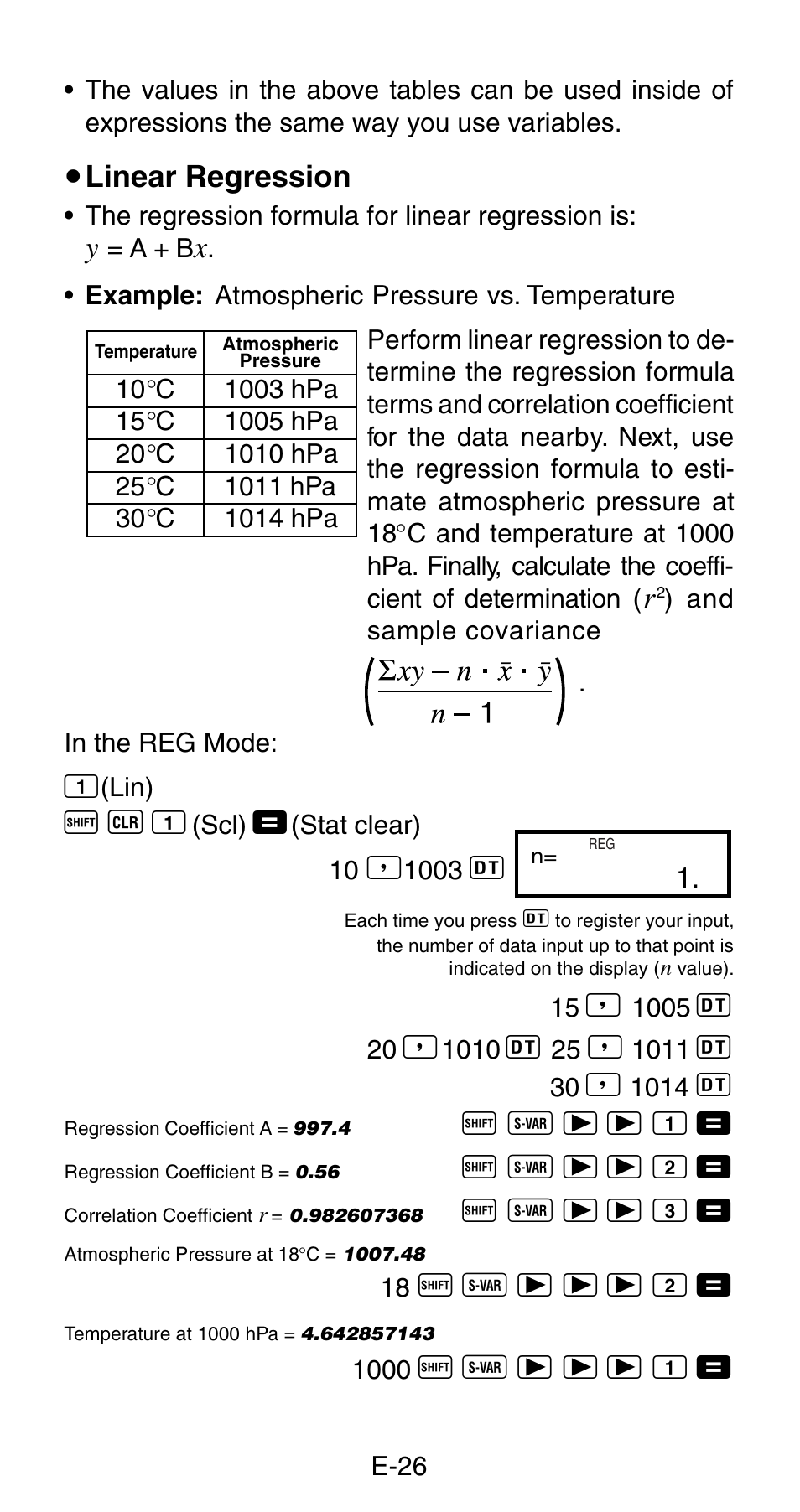 U linear regression | Casio FX-820MS User Manual | Page 28 / 38