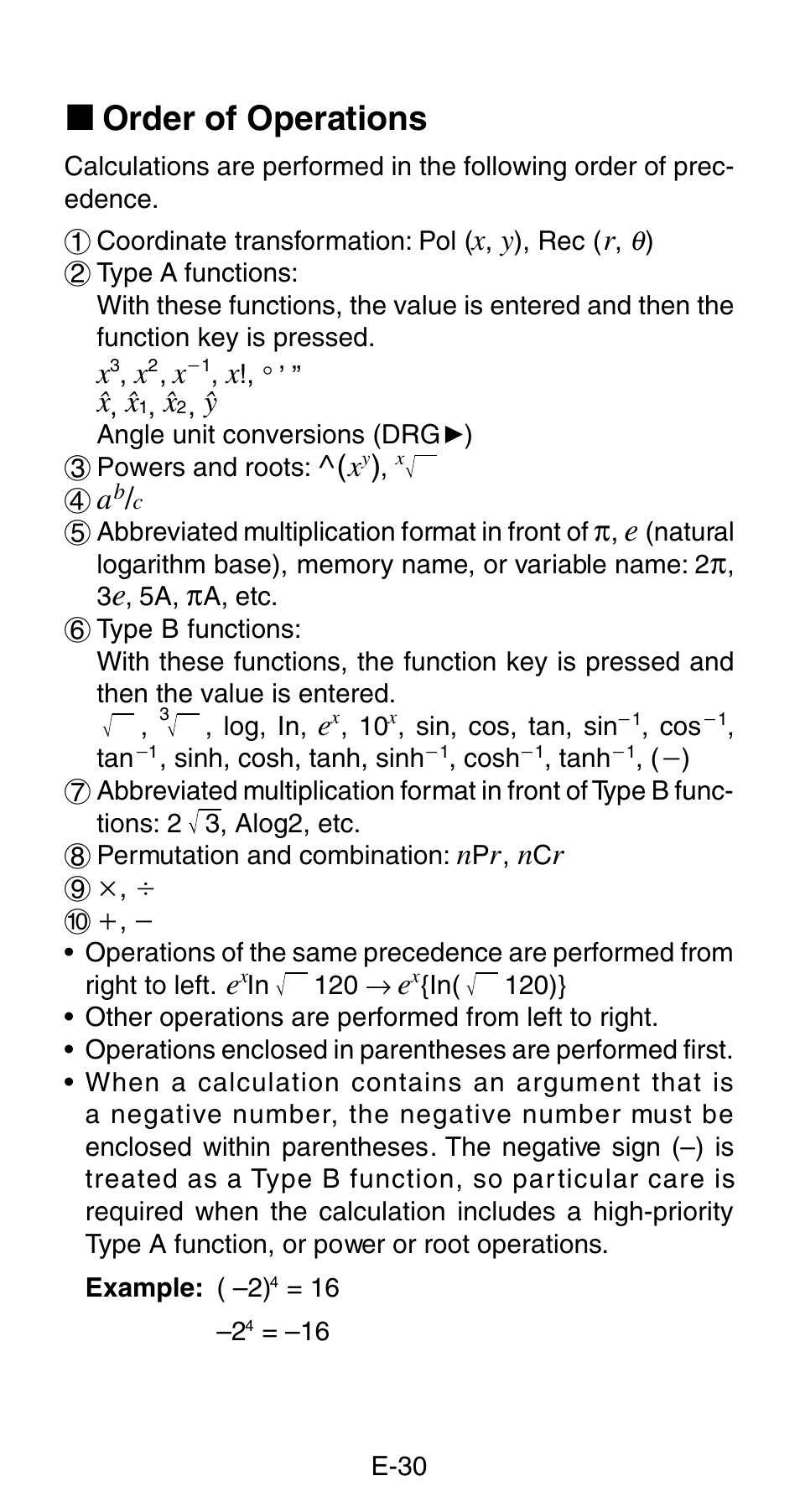 K order of operations | Casio FX-820MS User Manual | Page 32 / 38