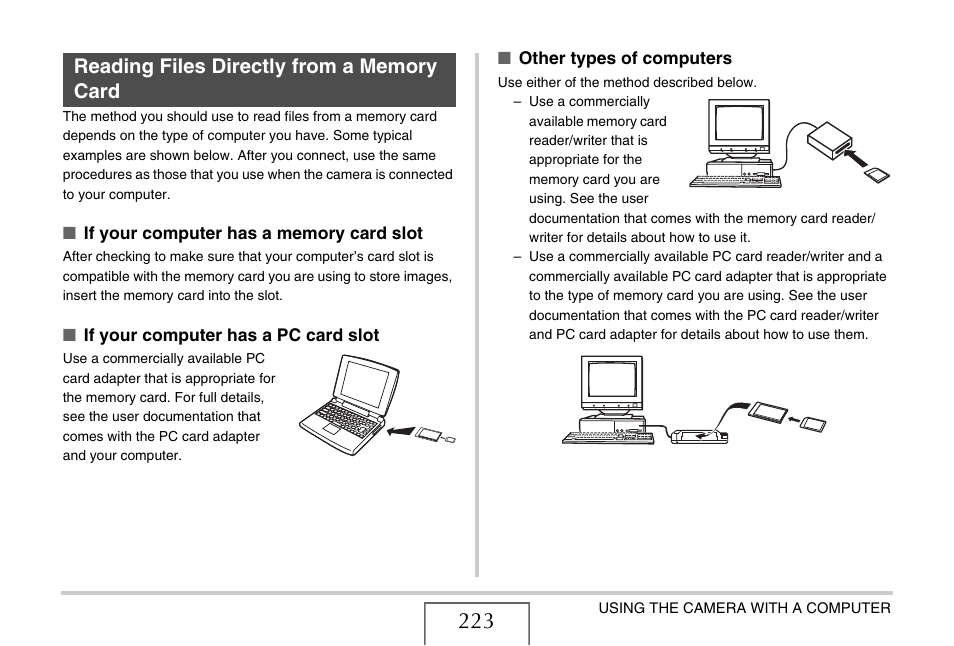 Reading files directly from a memory card | Casio EX-Z1050 User Manual | Page 223 / 252