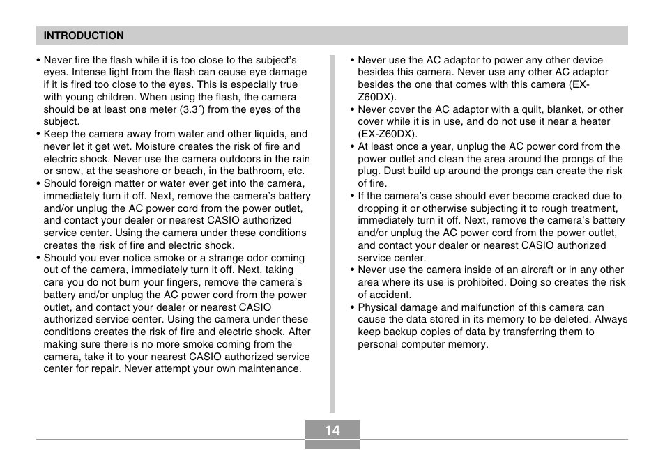 Casio EX-Z60 User Manual | Page 14 / 256