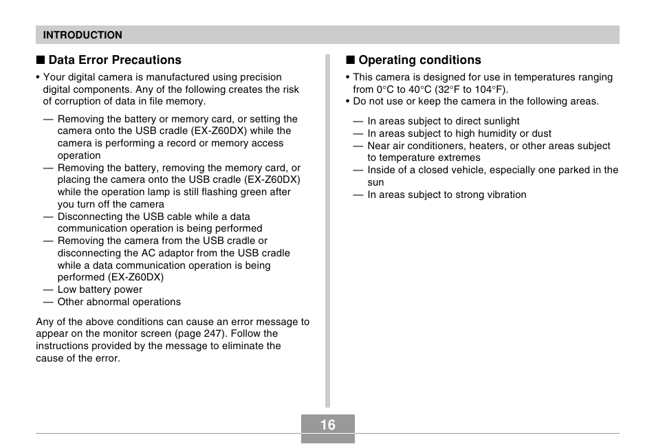 Casio EX-Z60 User Manual | Page 16 / 256