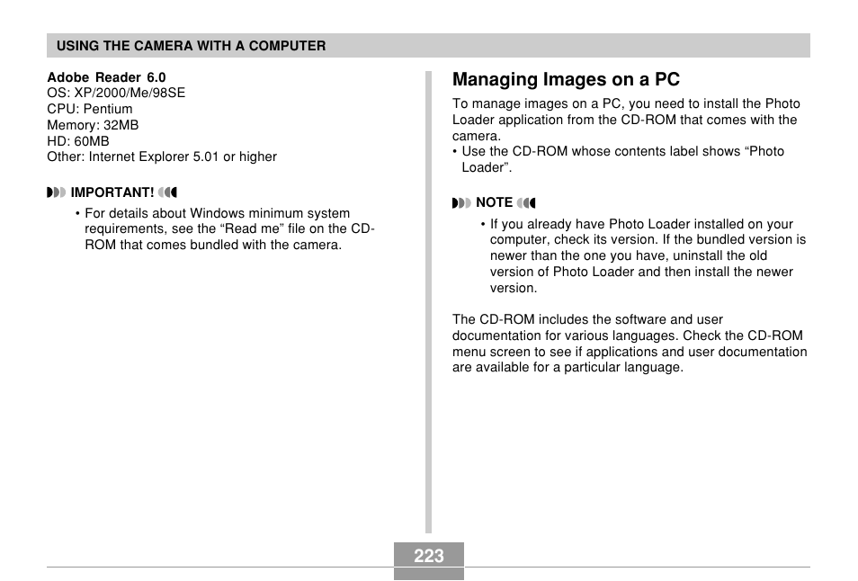 Managing images on a pc | Casio EX-Z60 User Manual | Page 223 / 256