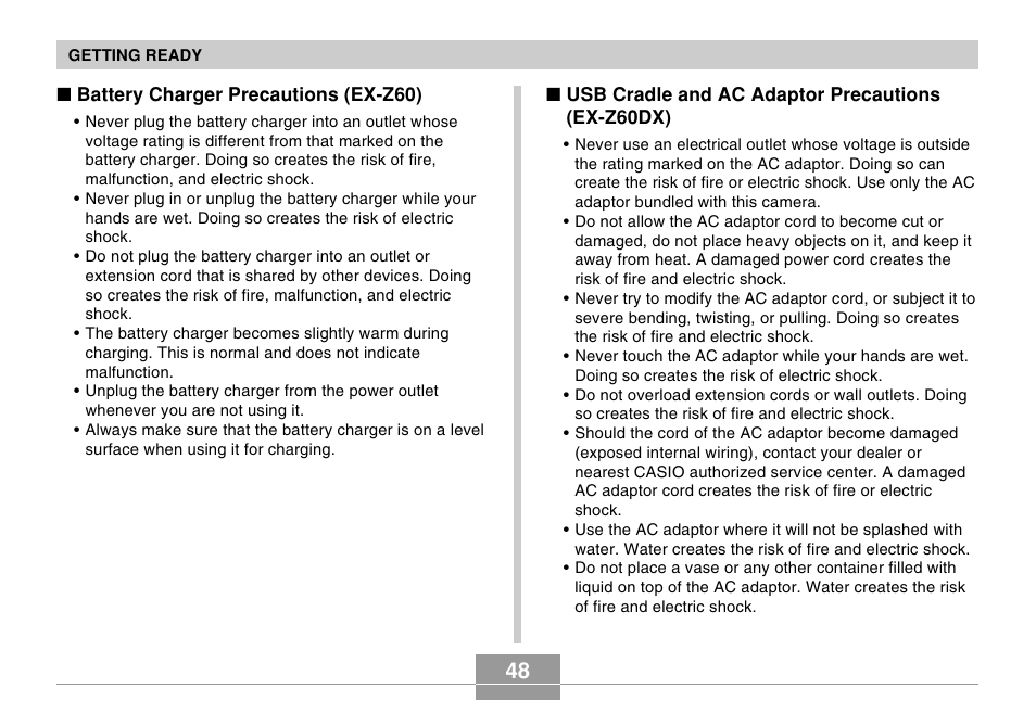 Casio EX-Z60 User Manual | Page 48 / 256