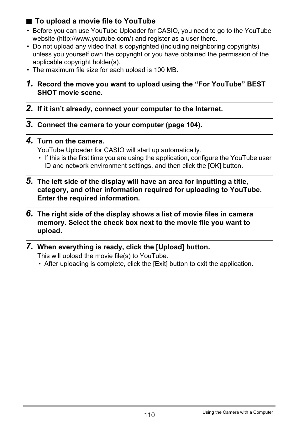 Casio exilim EX-Z80 User Manual | Page 110 / 165