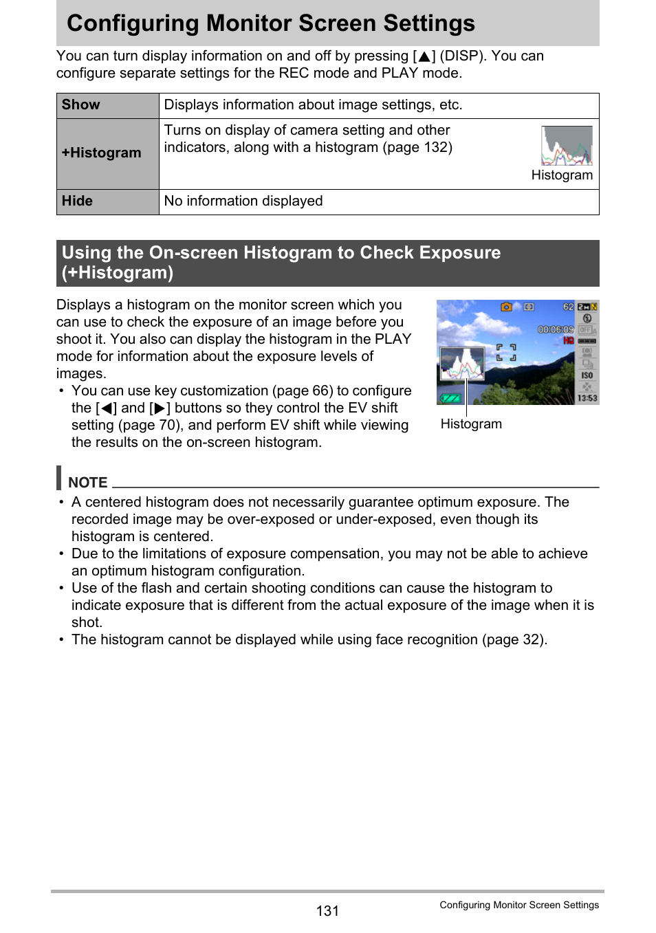 Configuring monitor screen settings | Casio exilim EX-Z80 User Manual | Page 131 / 165