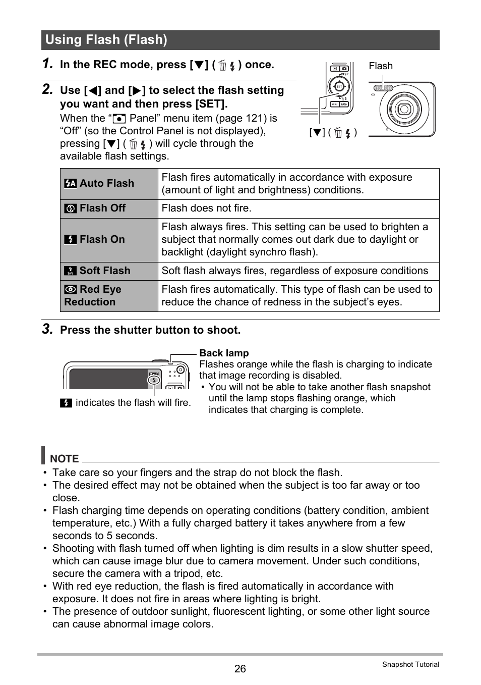 Using flash (flash) | Casio exilim EX-Z80 User Manual | Page 26 / 165