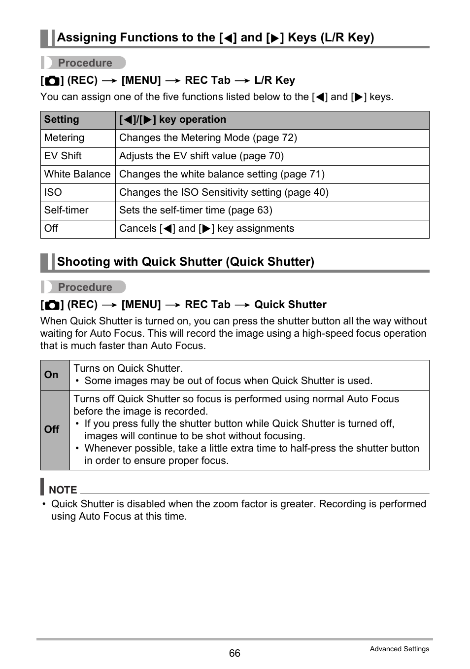 Shooting with quick shutter (quick shutter) | Casio exilim EX-Z80 User Manual | Page 66 / 165