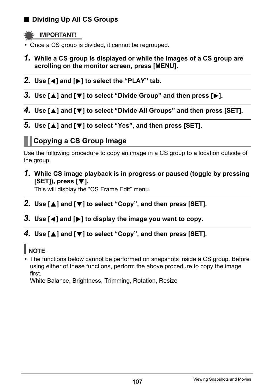 Copying a cs group image | Casio EXILIM EX-FC150 User Manual | Page 107 / 193