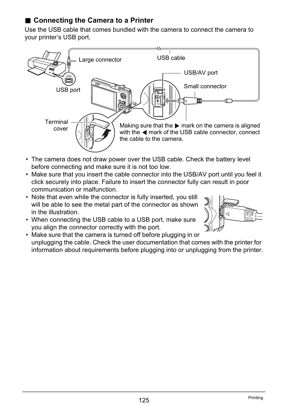 Connecting the camera to a printer | Casio EXILIM EX-FC150 User Manual | Page 125 / 193