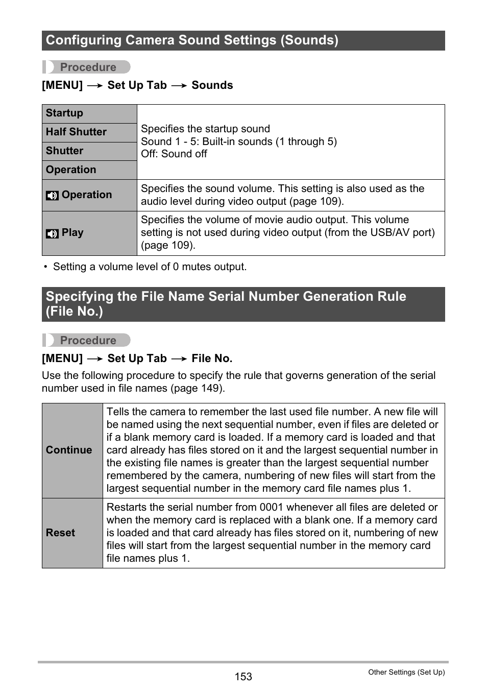 Configuring camera sound settings (sounds) | Casio EXILIM EX-FC150 User Manual | Page 153 / 193