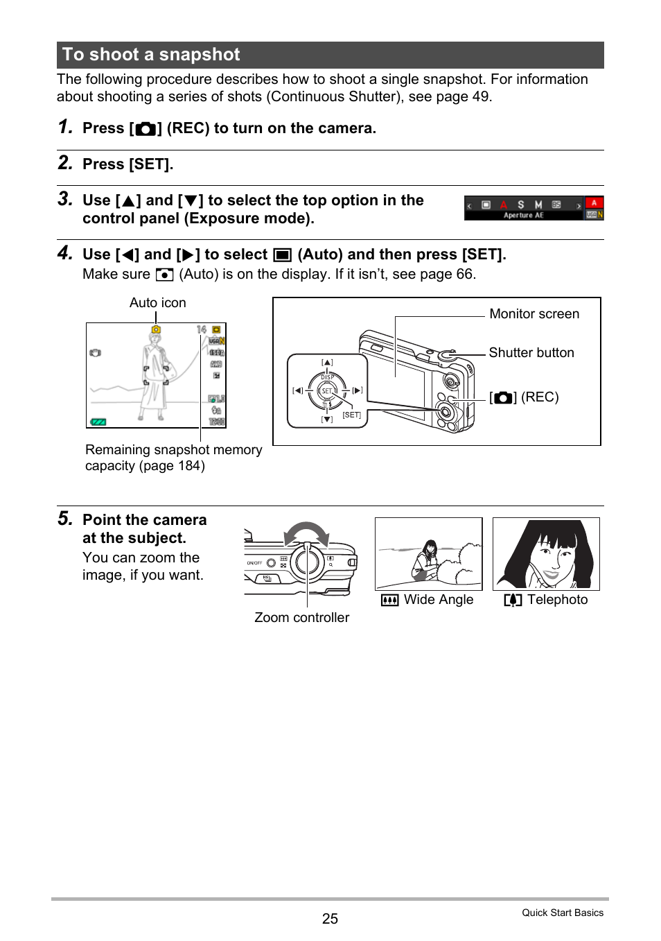 To shoot a snapshot | Casio EXILIM EX-FC150 User Manual | Page 25 / 193