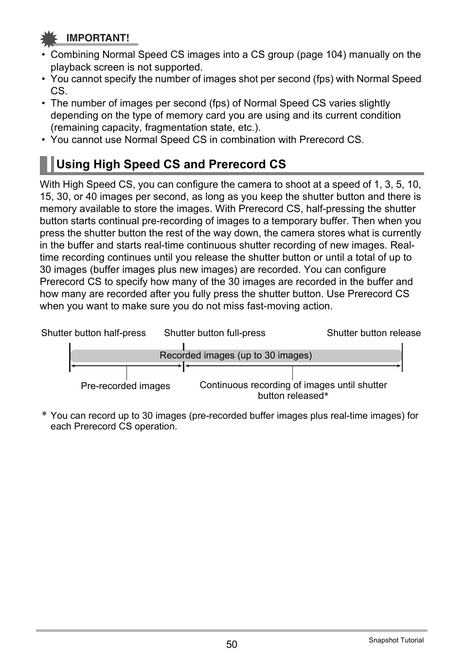 Using high speed cs and prerecord cs, For more information | Casio EXILIM EX-FC150 User Manual | Page 50 / 193