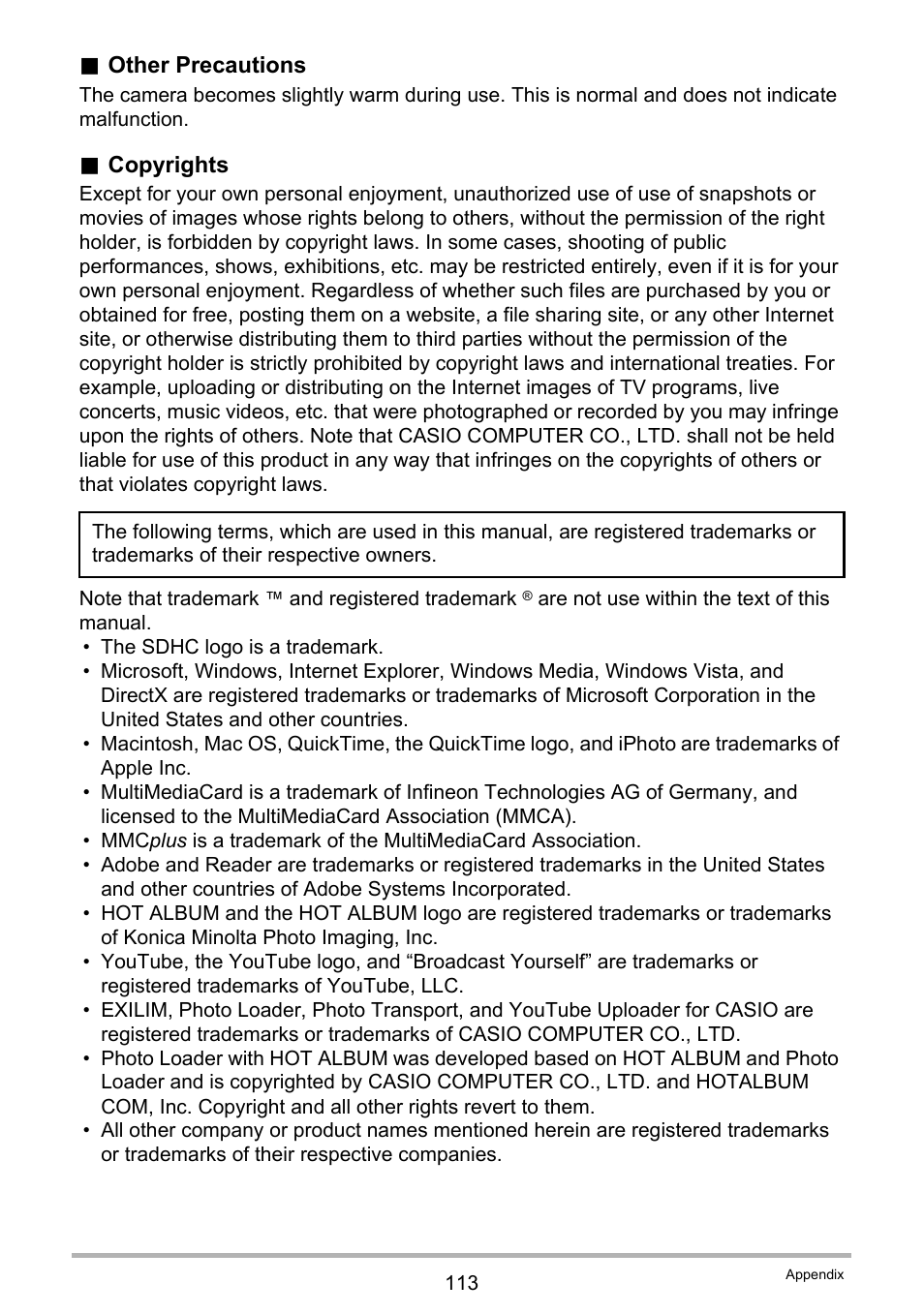 Casio EXILIM K1123PCM2DMX User Manual | Page 113 / 137