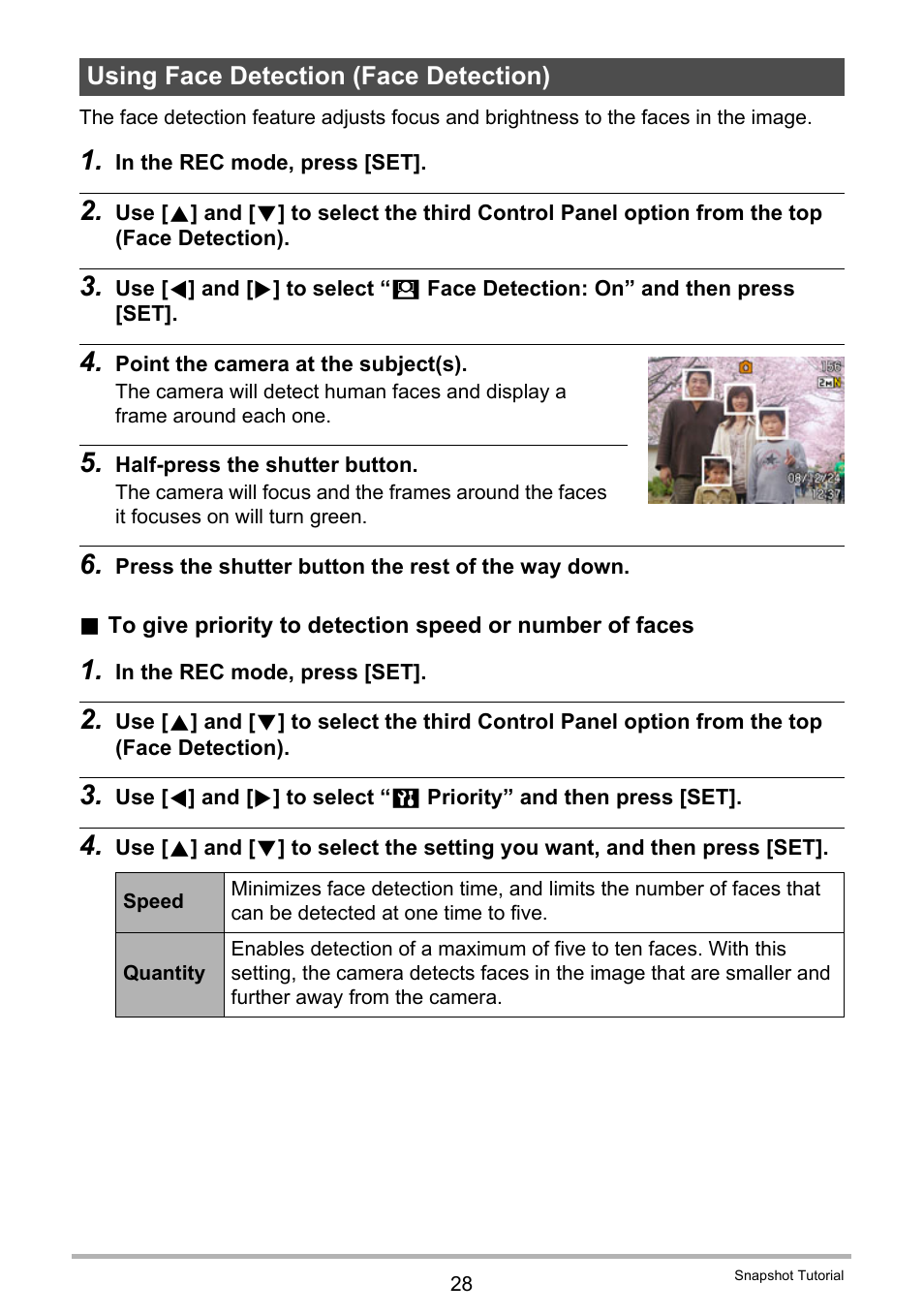 Using face detection (face detection) | Casio EXILIM K1123PCM2DMX User Manual | Page 28 / 137