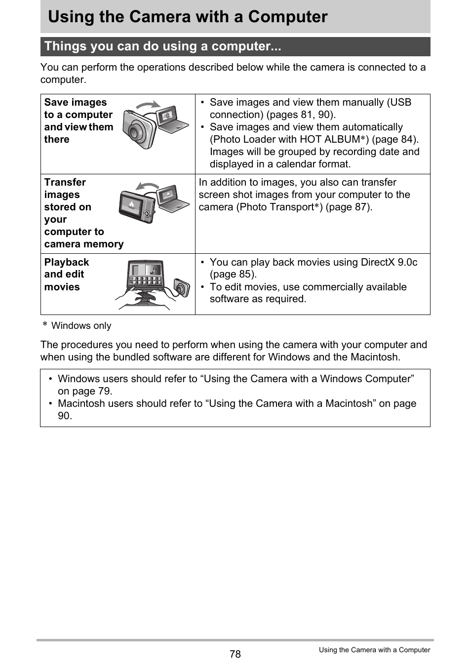 Using the camera with a computer, Things you can do using a computer | Casio EXILIM K1123PCM2DMX User Manual | Page 78 / 137