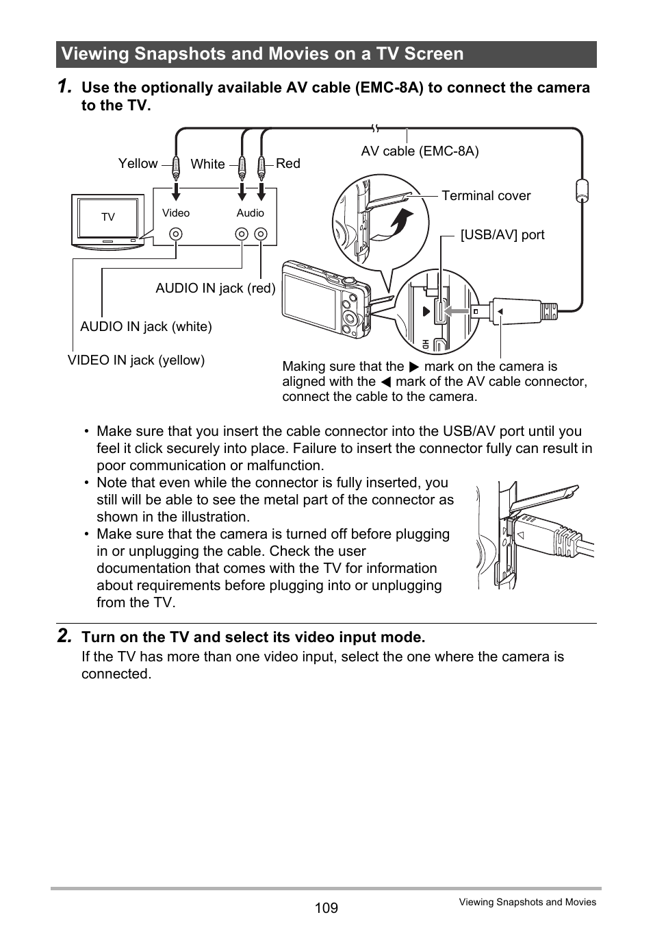 Viewing snapshots and movies on a tv screen | Casio EX-FC200S User Manual | Page 109 / 195