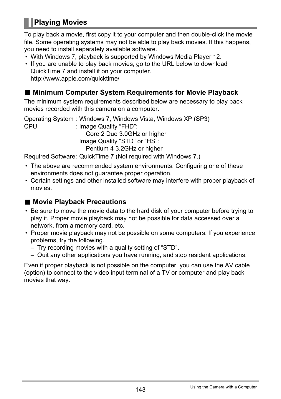 Playing movies | Casio EX-FC200S User Manual | Page 143 / 195