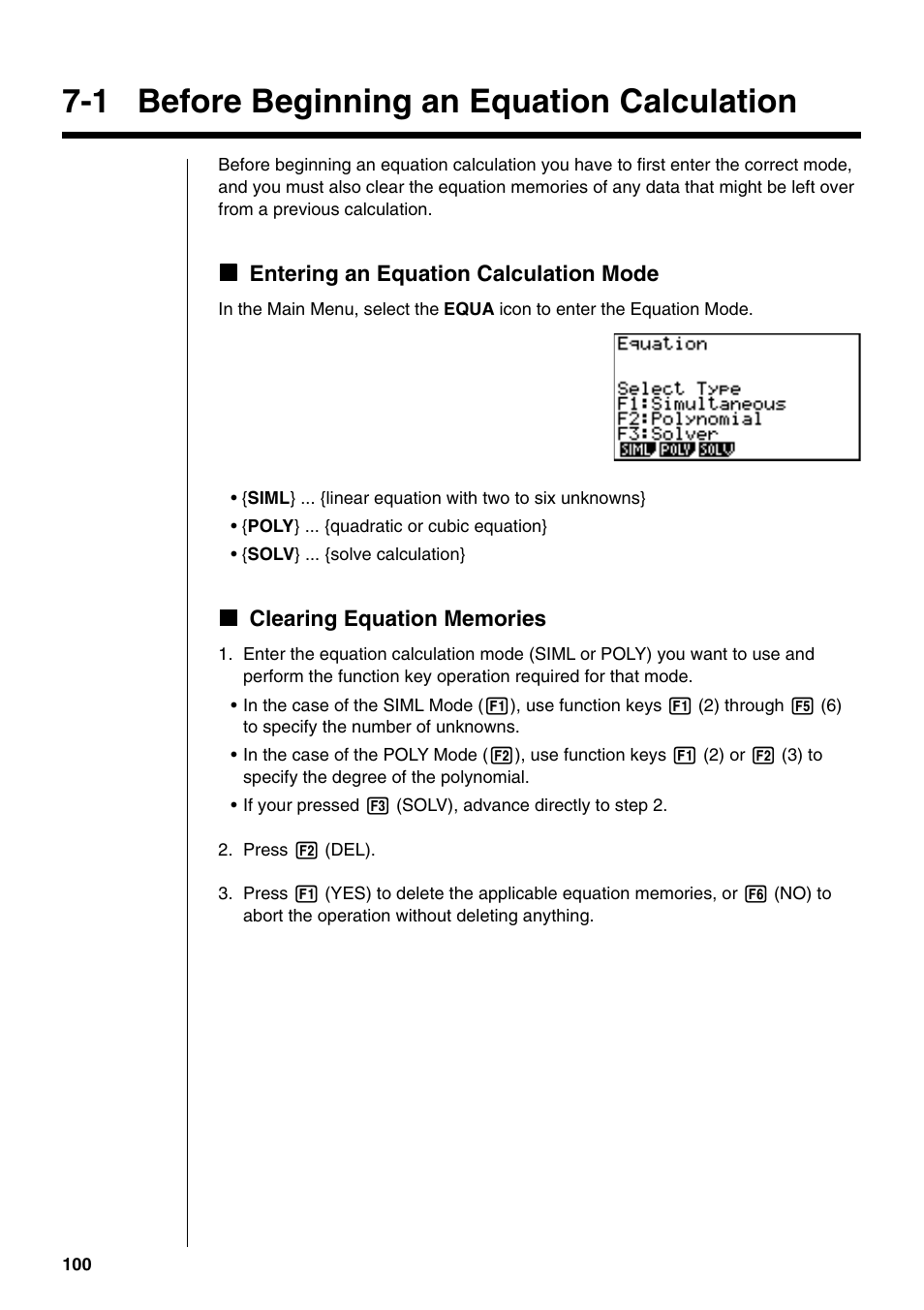 1 before beginning an equation calculation | Casio fx-9750G PLUS User Manual | Page 128 / 486