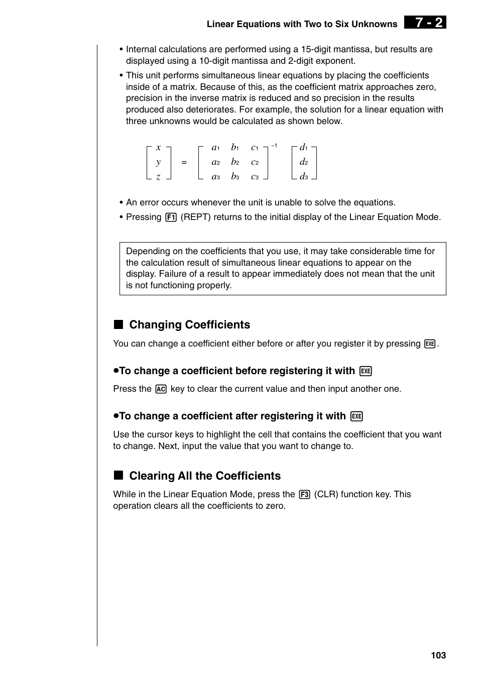 Kchanging coefficients, Kclearing all the coefficients | Casio fx-9750G PLUS User Manual | Page 131 / 486