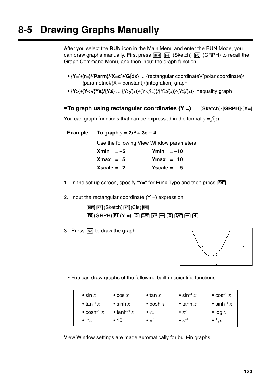 5 drawing graphs manually | Casio fx-9750G PLUS User Manual | Page 151 / 486