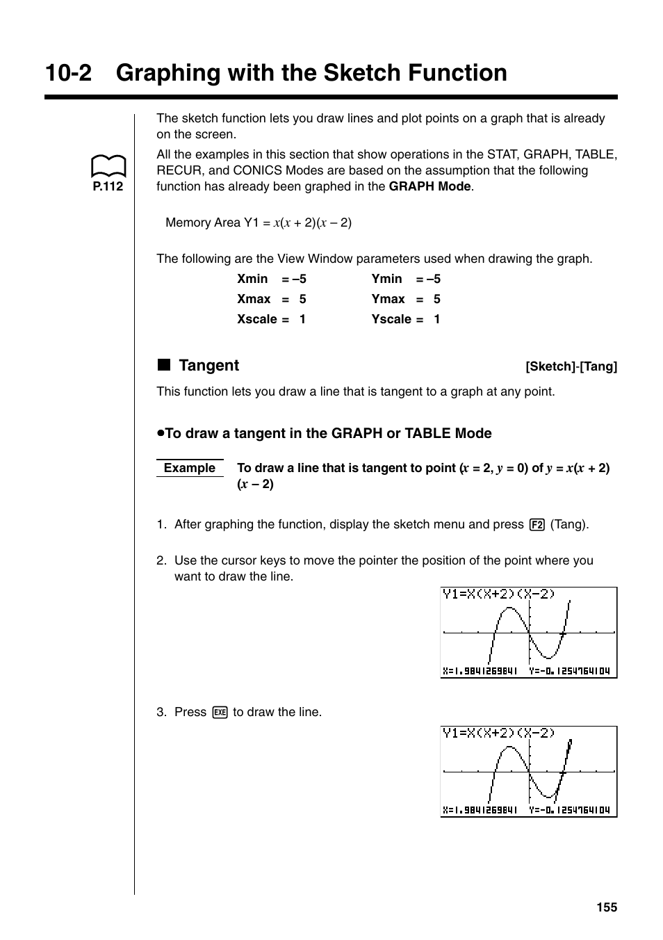 2 graphing with the sketch function | Casio fx-9750G PLUS User Manual | Page 183 / 486