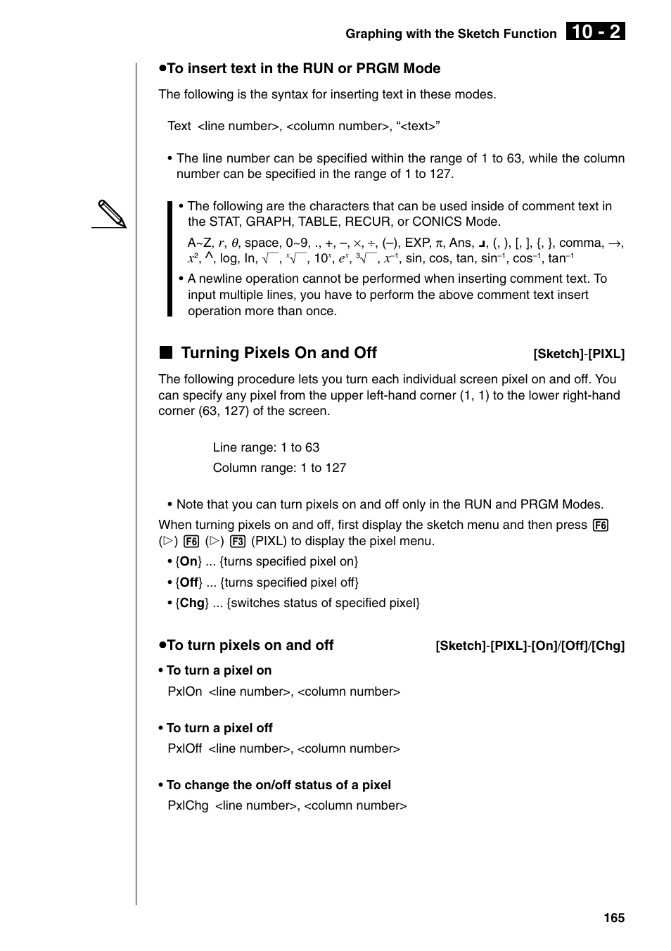 Kturning pixels on and off | Casio fx-9750G PLUS User Manual | Page 193 / 486