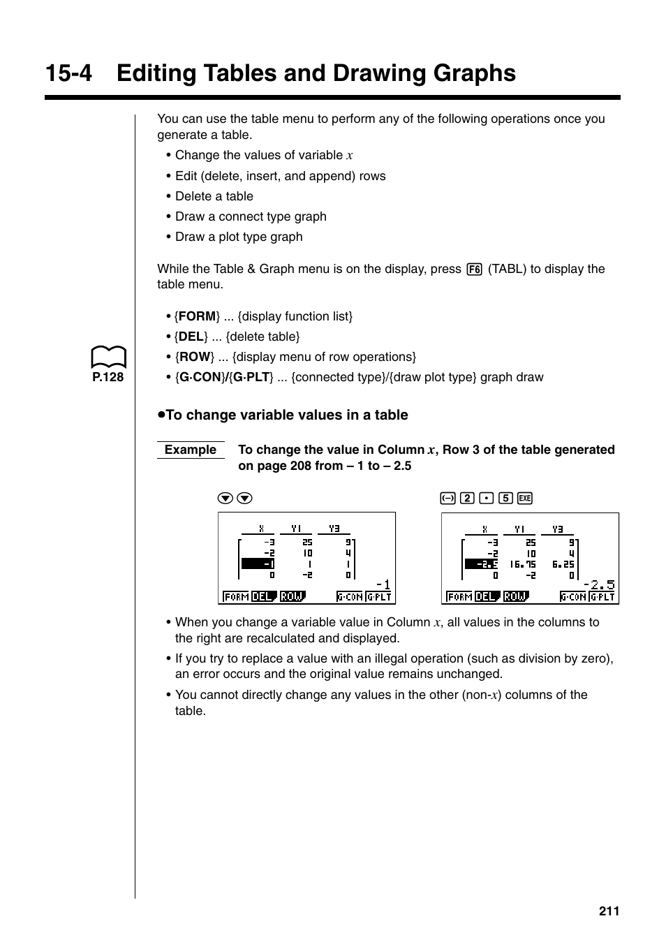 4 editing tables and drawing graphs | Casio fx-9750G PLUS User Manual | Page 239 / 486