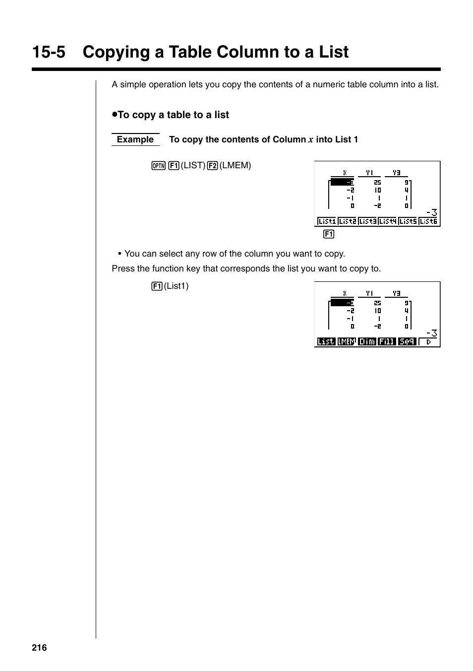 5 copying a table column to a list | Casio fx-9750G PLUS User Manual | Page 244 / 486