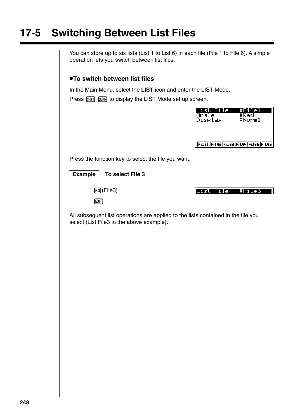 5 switching between list files | Casio fx-9750G PLUS User Manual | Page 276 / 486