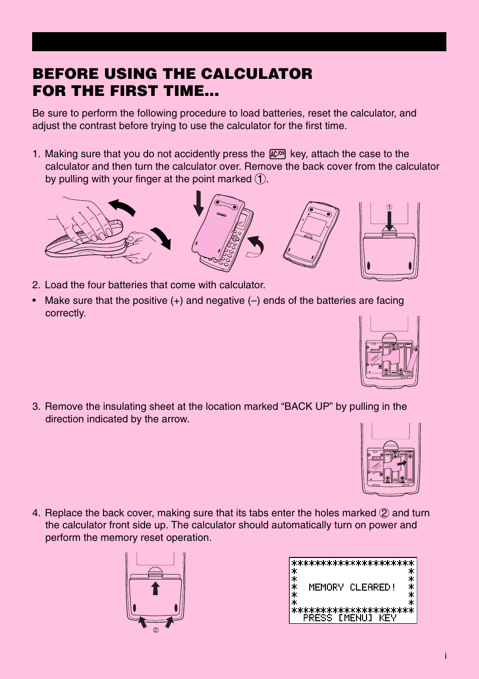 Before using the calculator for the first time | Casio fx-9750G PLUS User Manual | Page 3 / 486