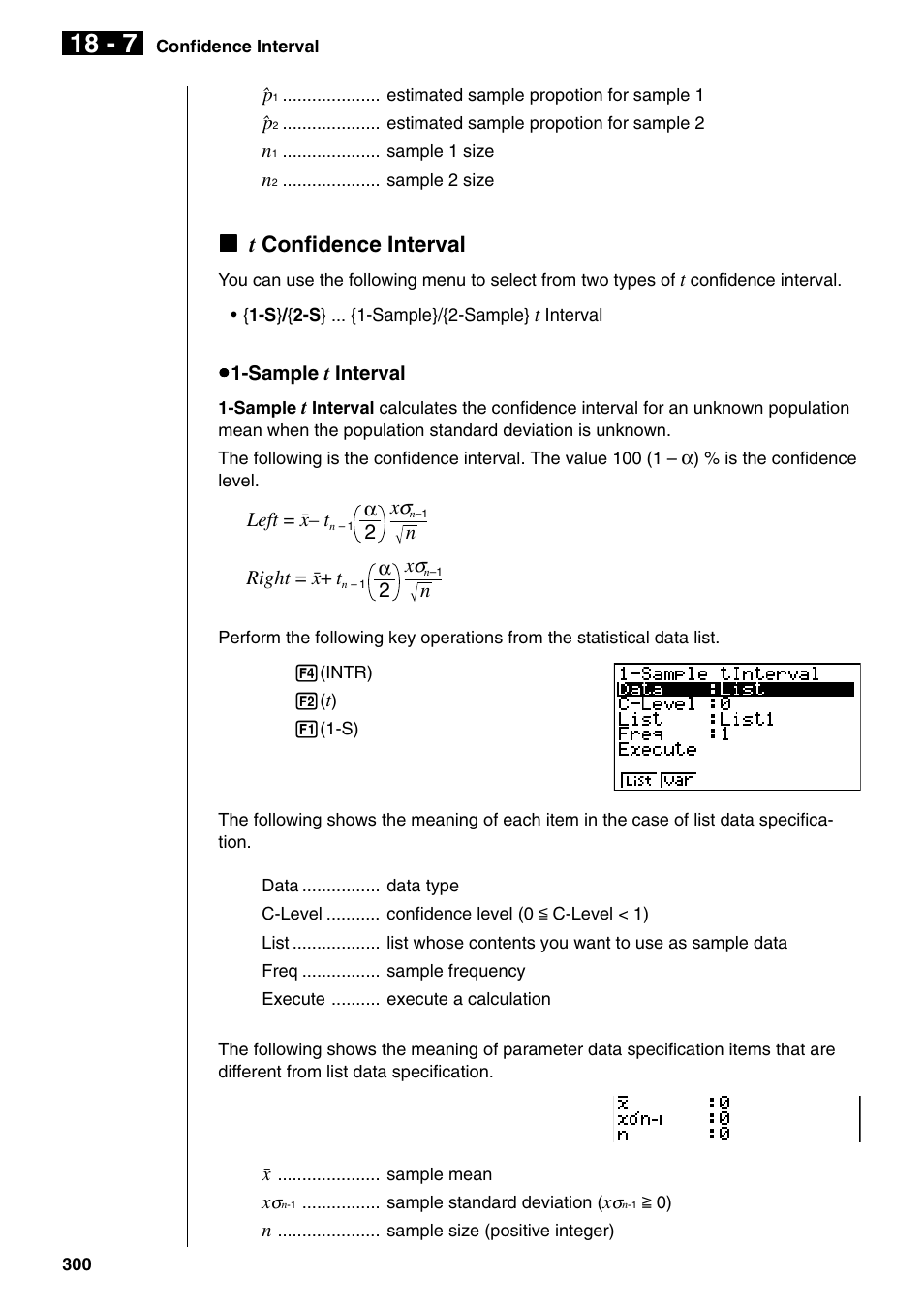 Kt confidence interval | Casio fx-9750G PLUS User Manual | Page 328 / 486