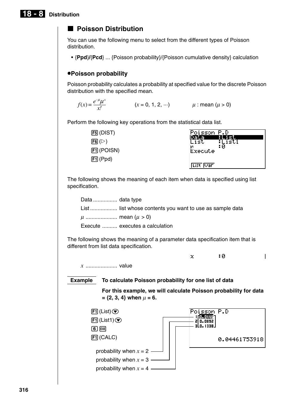 Kpoisson distribution | Casio fx-9750G PLUS User Manual | Page 344 / 486