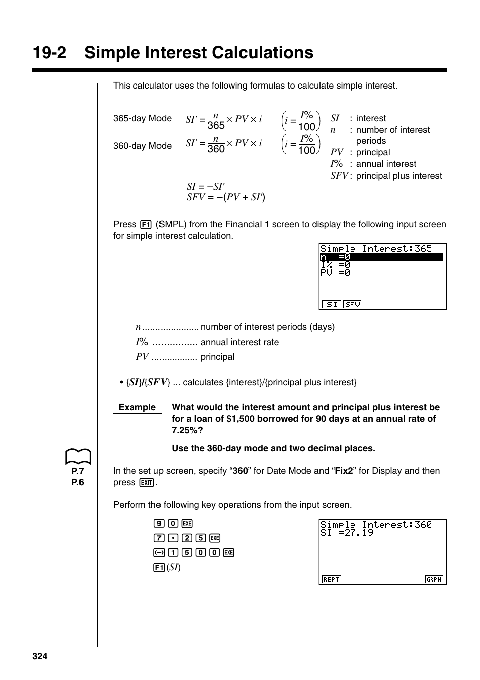 2 simple interest calculations | Casio fx-9750G PLUS User Manual | Page 352 / 486