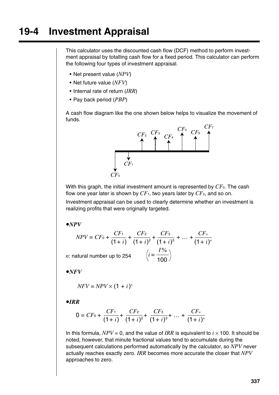 4 investment appraisal | Casio fx-9750G PLUS User Manual | Page 365 / 486