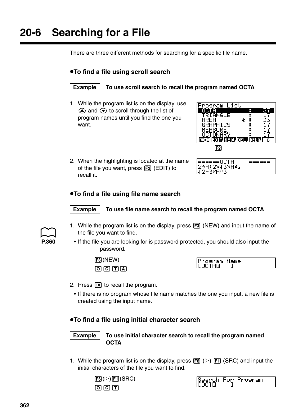 6 searching for a file | Casio fx-9750G PLUS User Manual | Page 390 / 486