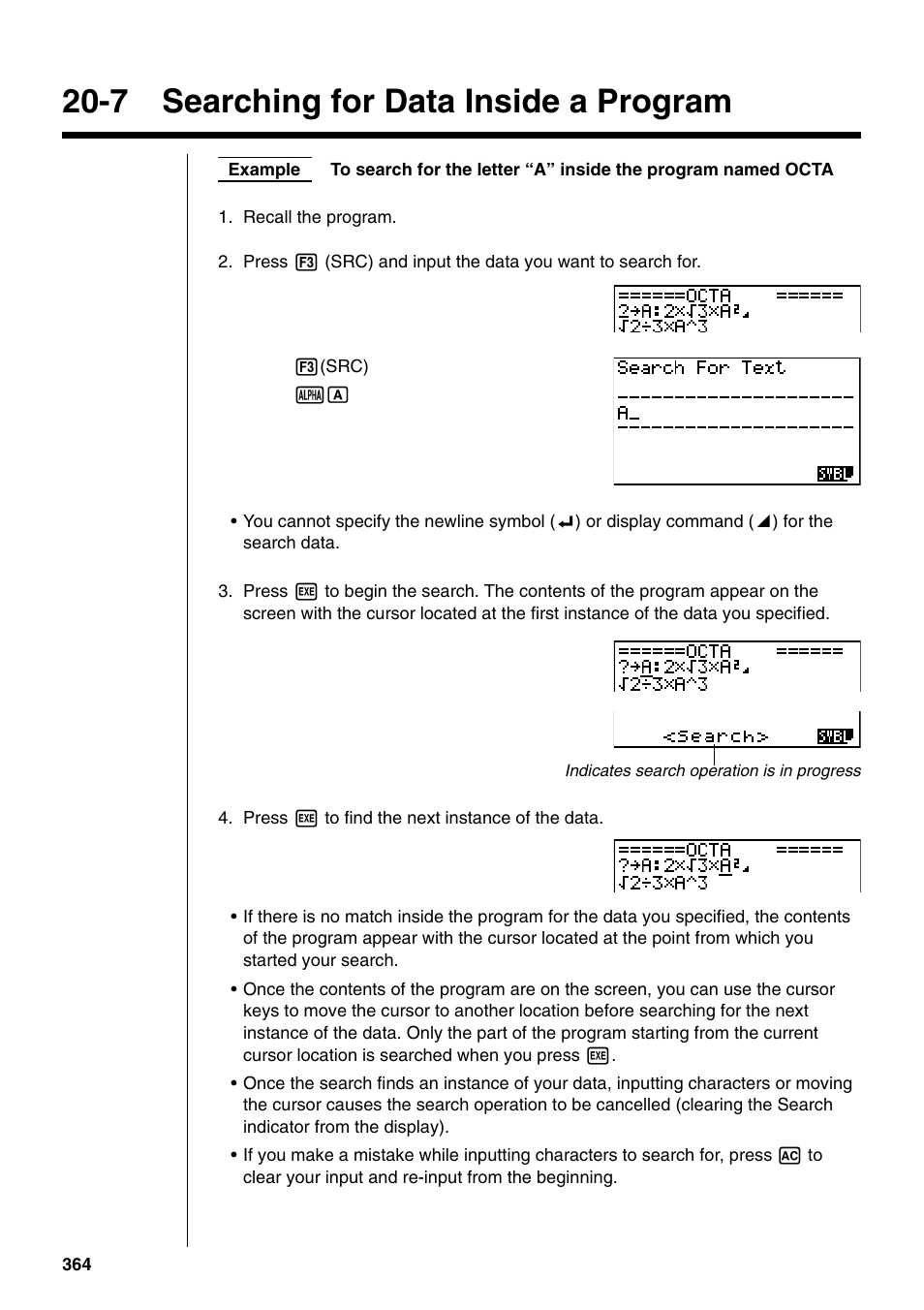 7 searching for data inside a program | Casio fx-9750G PLUS User Manual | Page 392 / 486