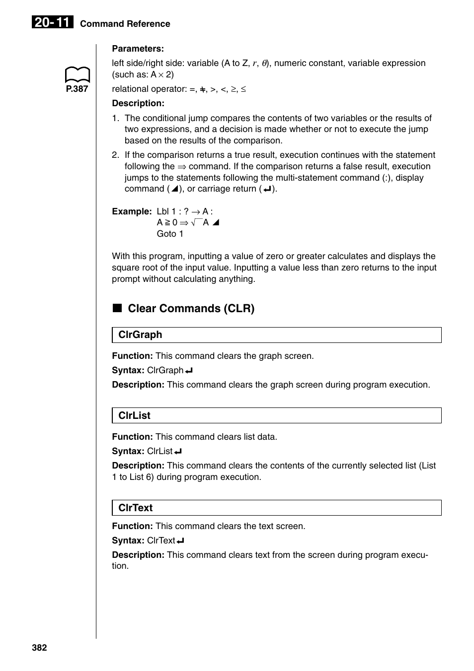 Kclear commands (clr) | Casio fx-9750G PLUS User Manual | Page 410 / 486