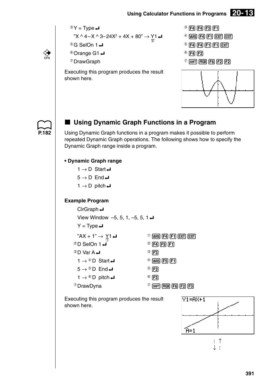 Kusing dynamic graph functions in a program | Casio fx-9750G PLUS User Manual | Page 419 / 486