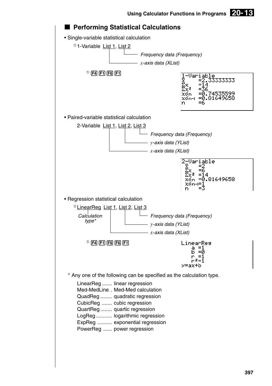 Kperforming statistical calculations | Casio fx-9750G PLUS User Manual | Page 425 / 486