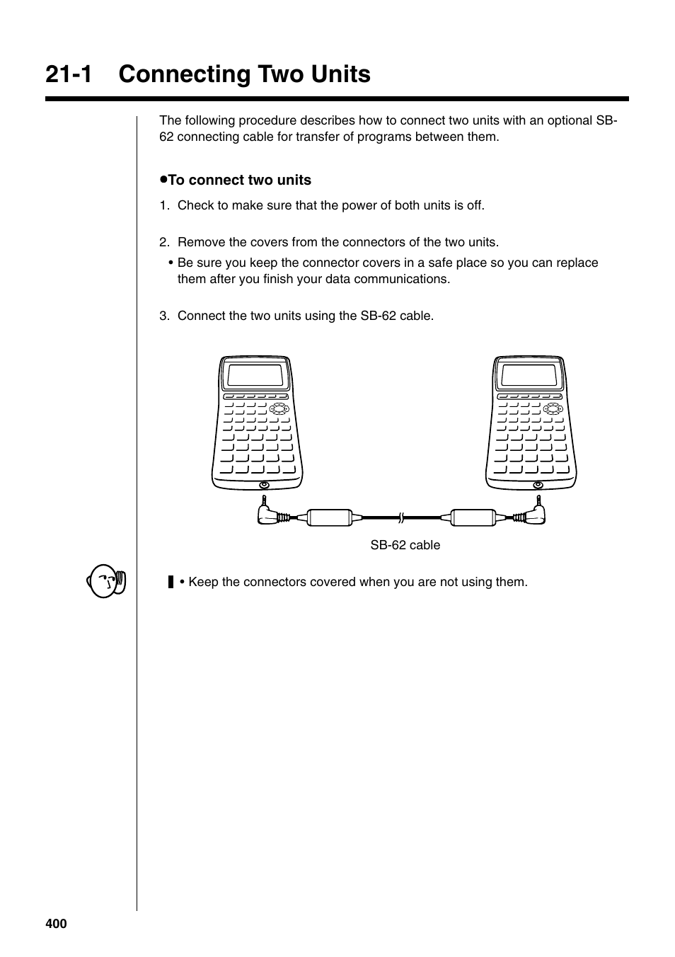 1 connecting two units | Casio fx-9750G PLUS User Manual | Page 428 / 486