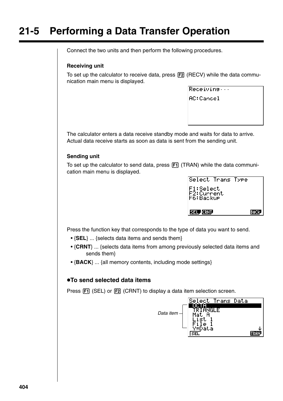 5 performing a data transfer operation | Casio fx-9750G PLUS User Manual | Page 432 / 486