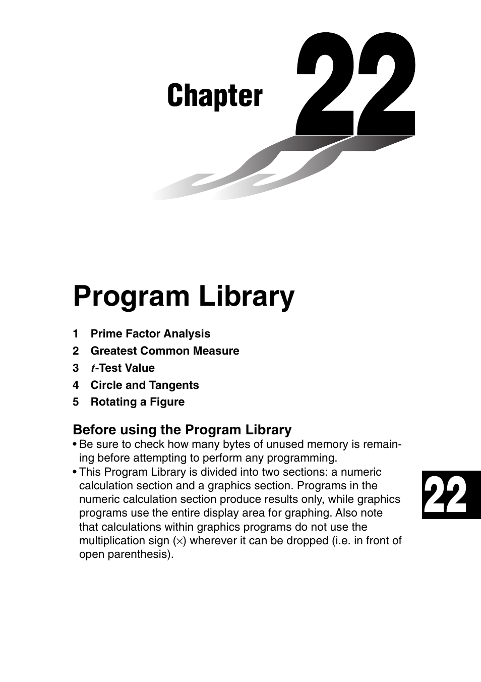 Chapter, Program library | Casio fx-9750G PLUS User Manual | Page 439 / 486